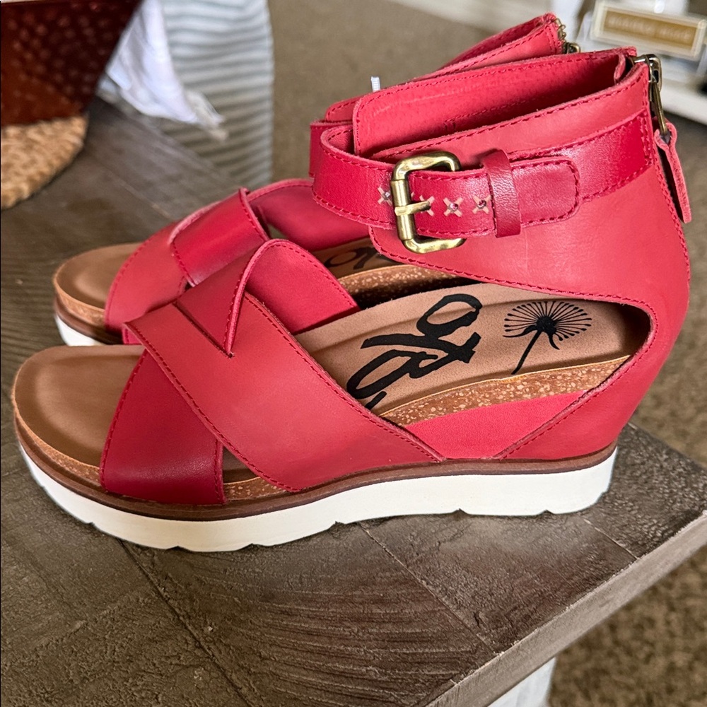 OTBT Red Wedge Sandals